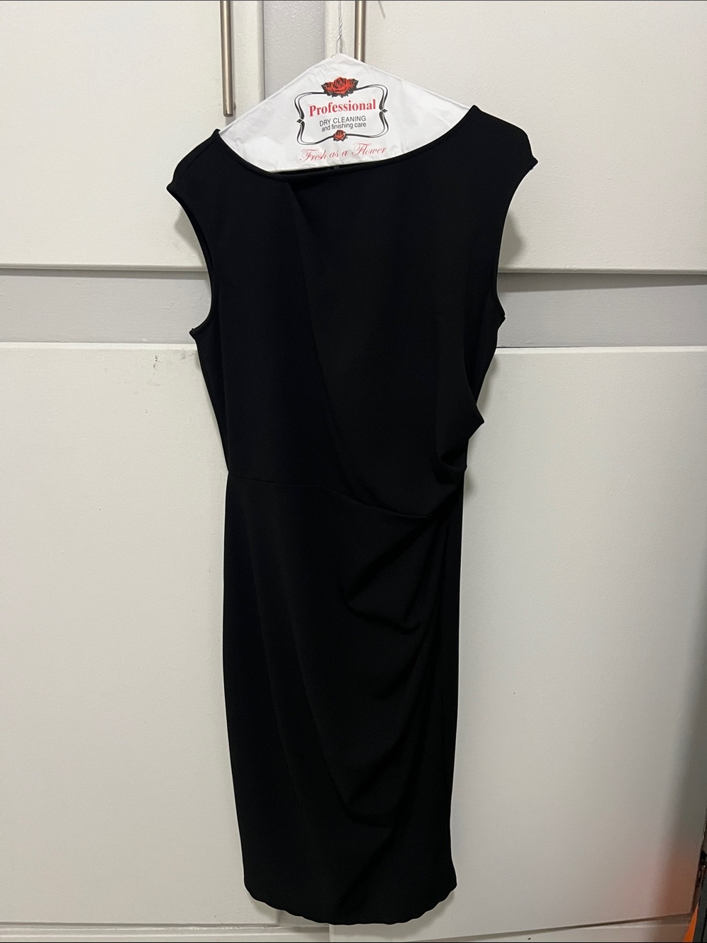 Sophisticated Black Draped Sheath Dress